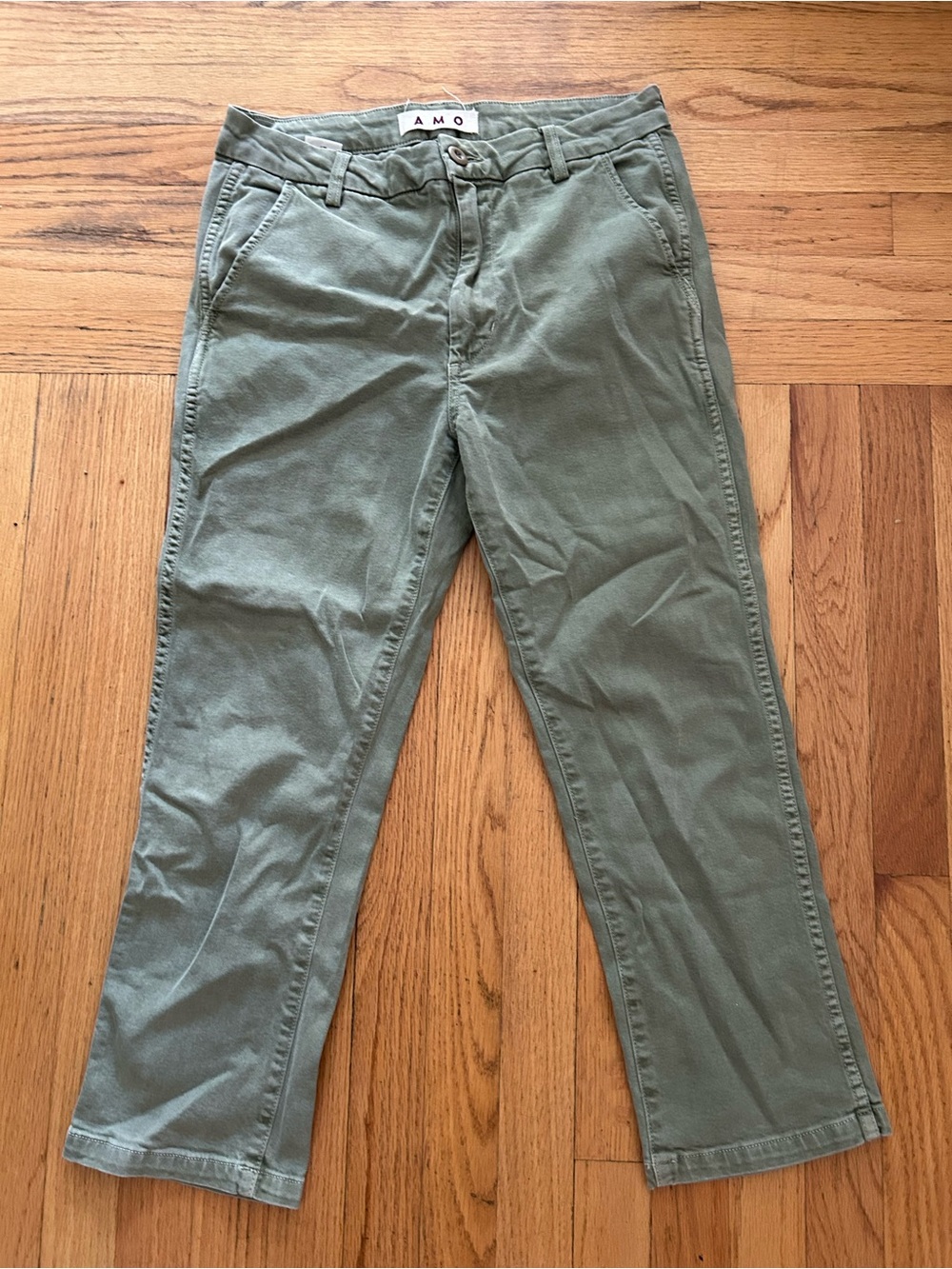 AMO Olive Chino Trousers - Men's Casual Straight Fit